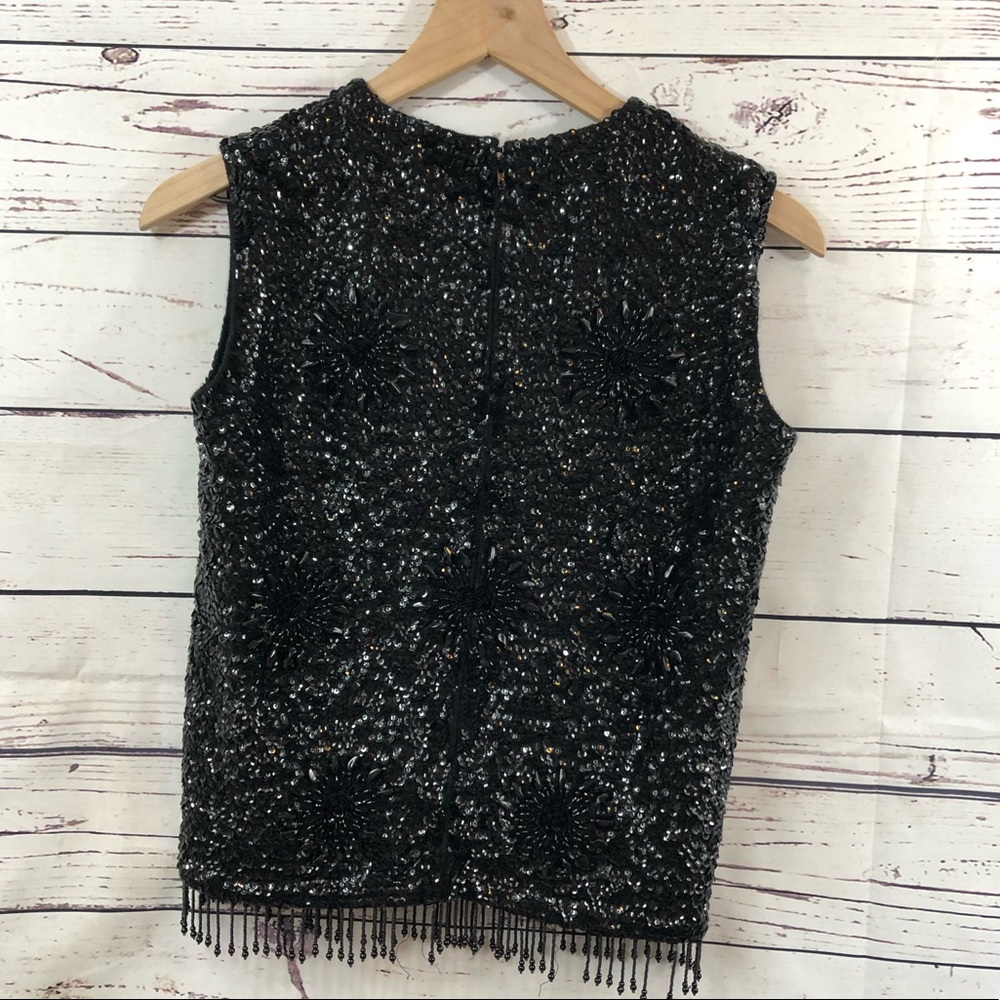 Vintage Black Bead and Sequin Sleeveless Top Small - Picture 6 of 8